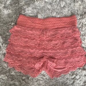 Love Culture Coral Lace High Waist Shorts